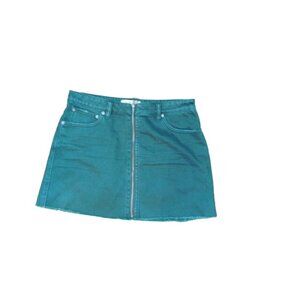 We The Free Size 30 Green Zip Front Denim Short Jean Skirt